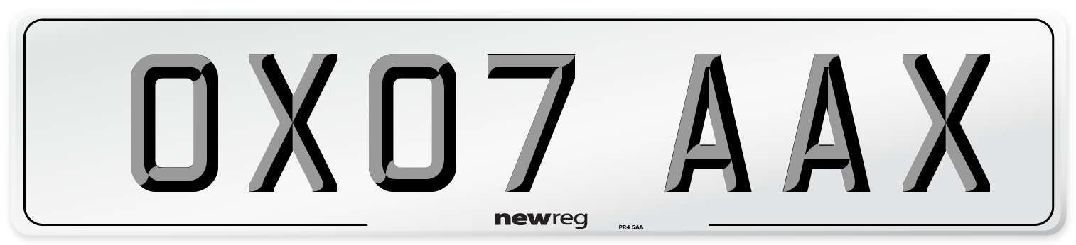 OX07 AAX Number Plate from New Reg